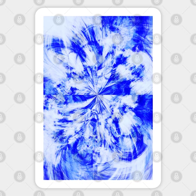 Blue and White Tie Dye Splash Abstract Artwork Sticker by love-fi